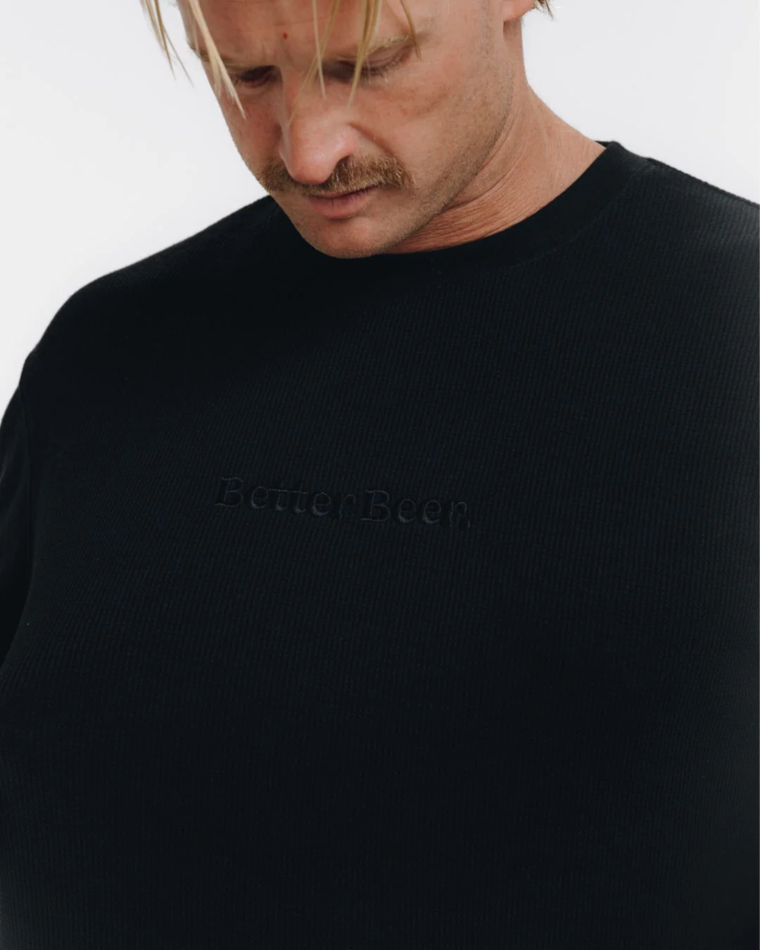 Embroidered Vintage Black Waffle Long Sleeve - Image 2