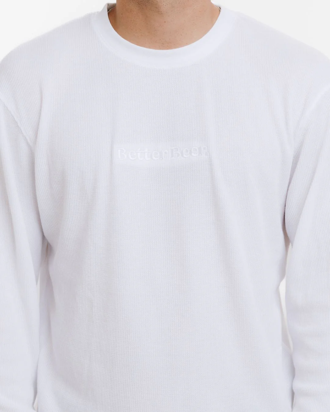 Embroidered Vintage White Waffle Long Sleeve - Image 2