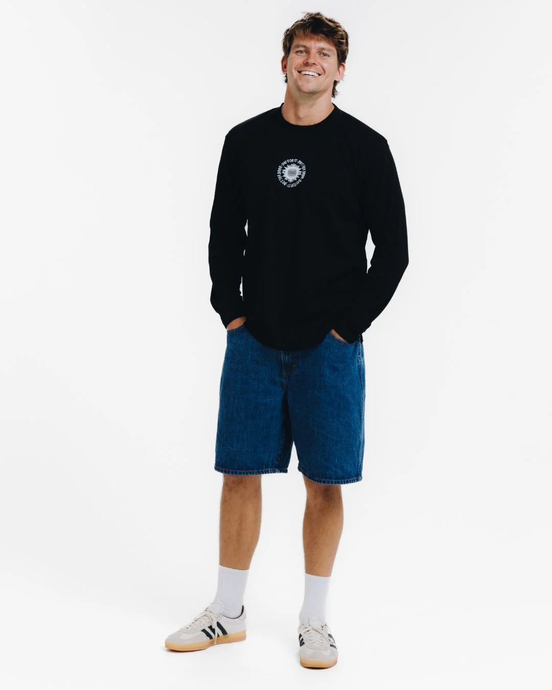 Flaming Sun Waffle Long Sleeve - Black - Image 4