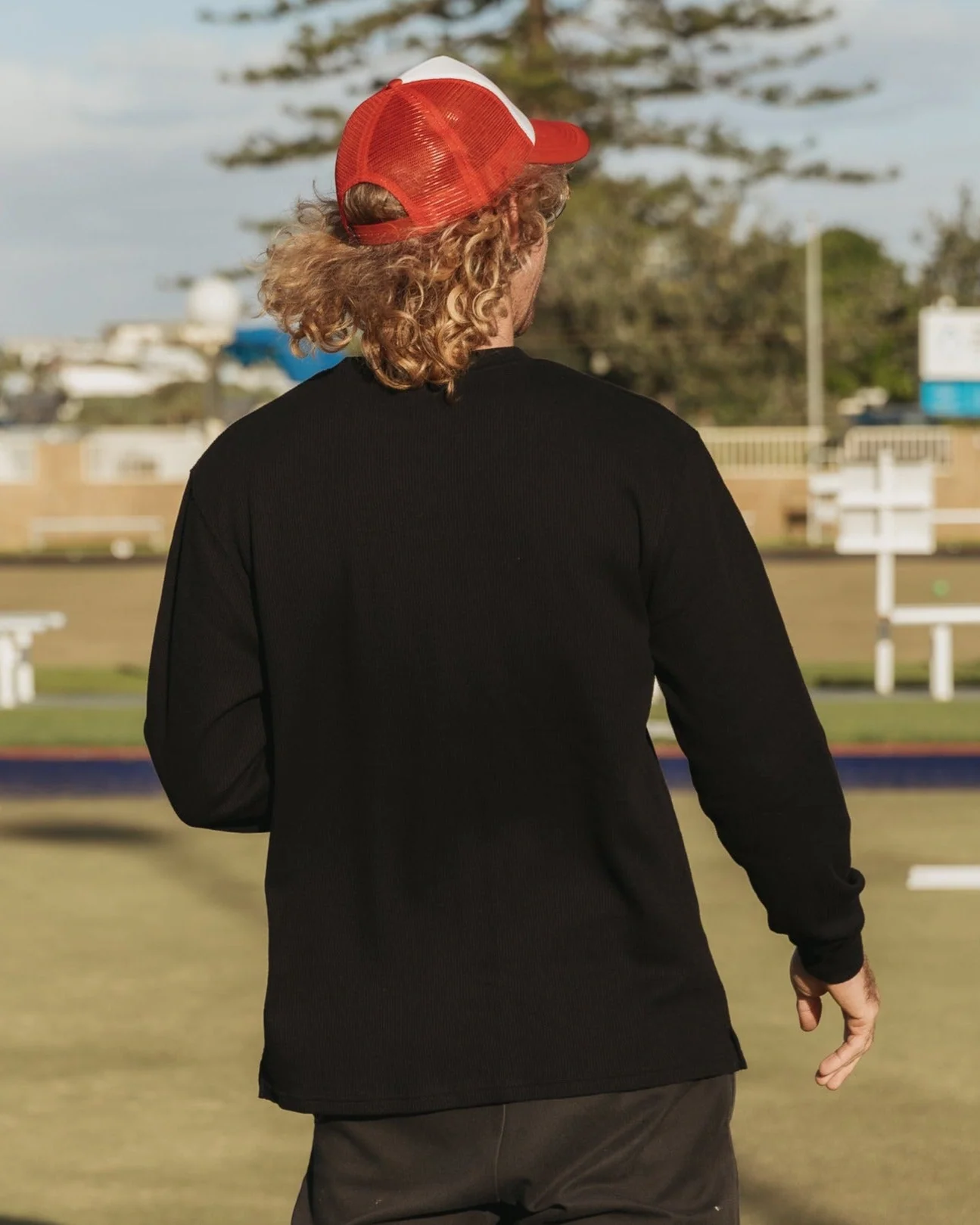 Flaming Sun Waffle Long Sleeve - Black - Image 6