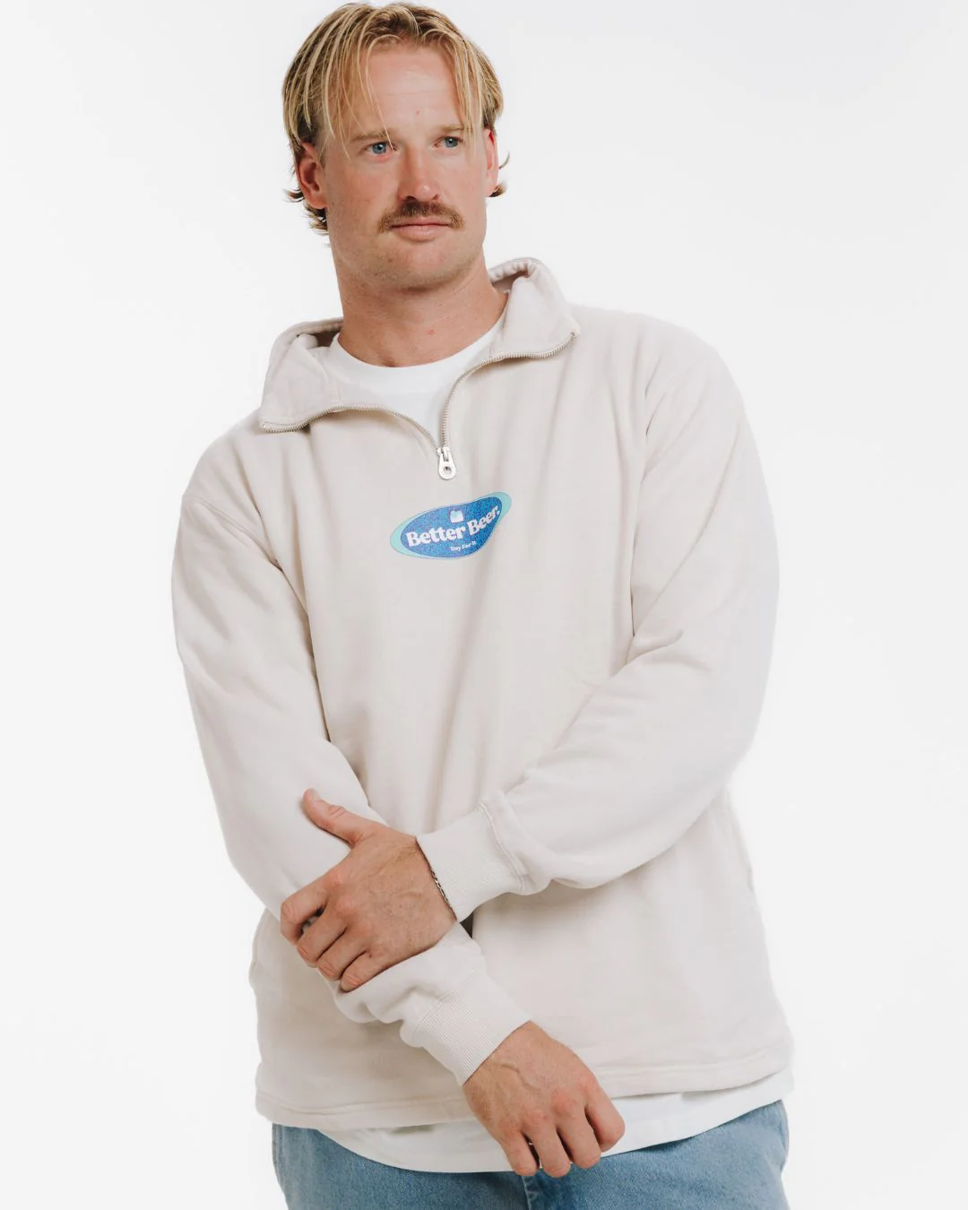 Static Quarter Zip Jumper - Mylk - Image 4