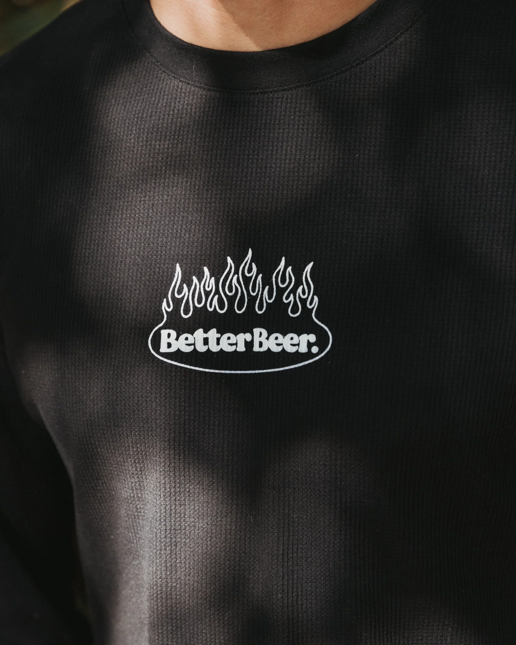 Flame Waffle Long Sleeve - Black - Image 5