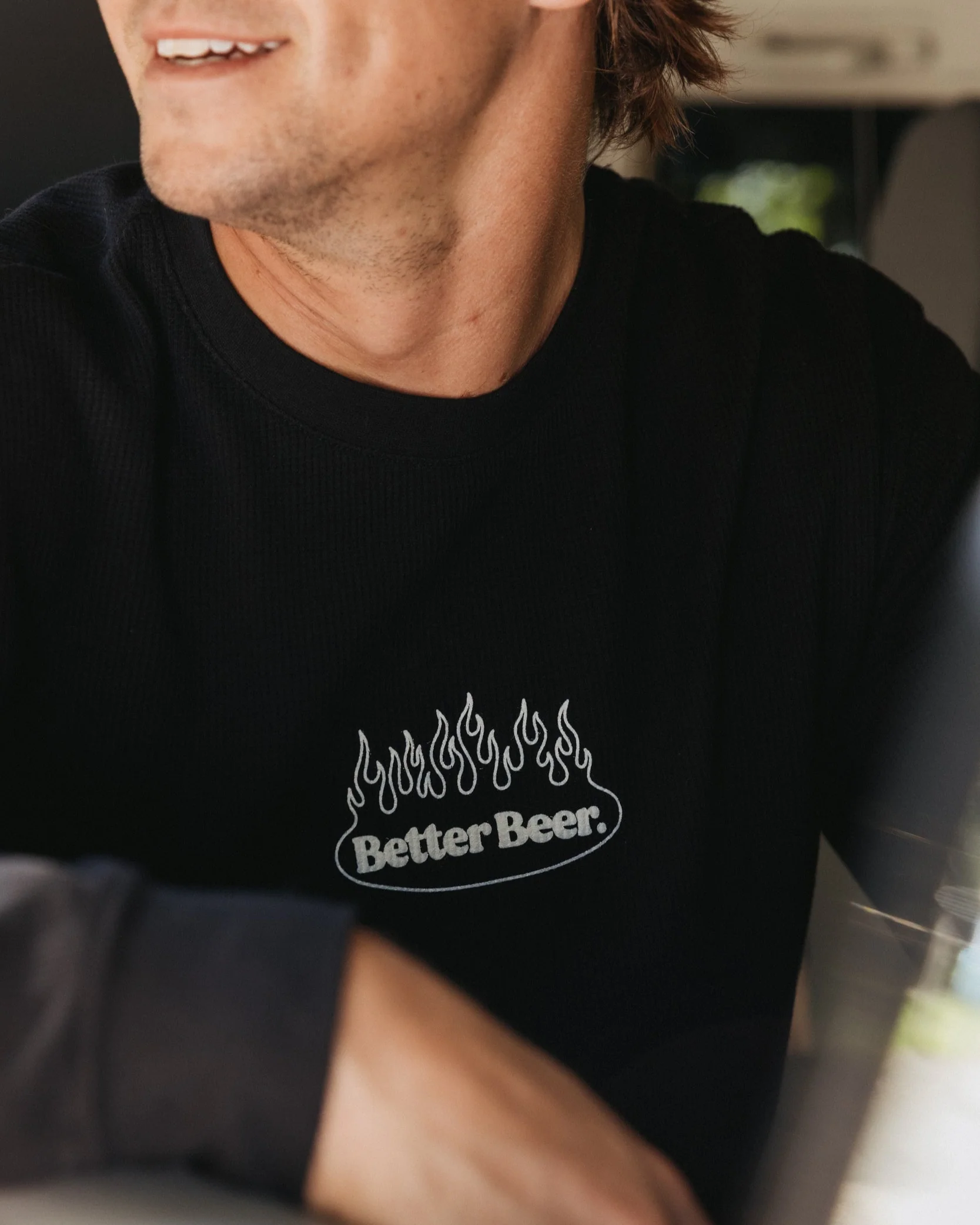 Flame Waffle Long Sleeve - Black - Image 7