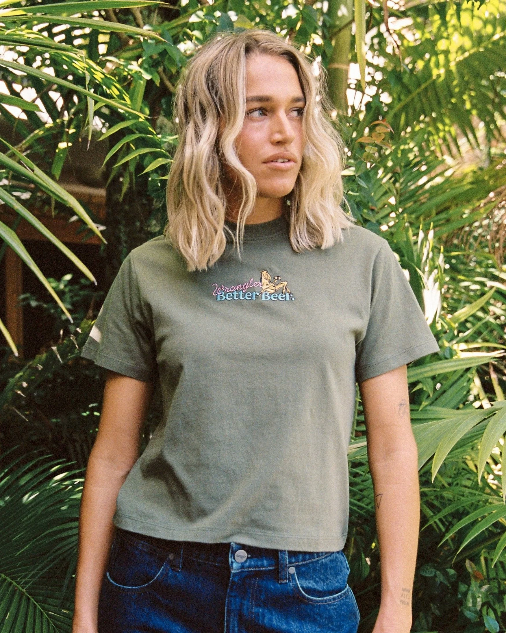 Women's Thirsty Shrunken Tee - Moss - Image 4