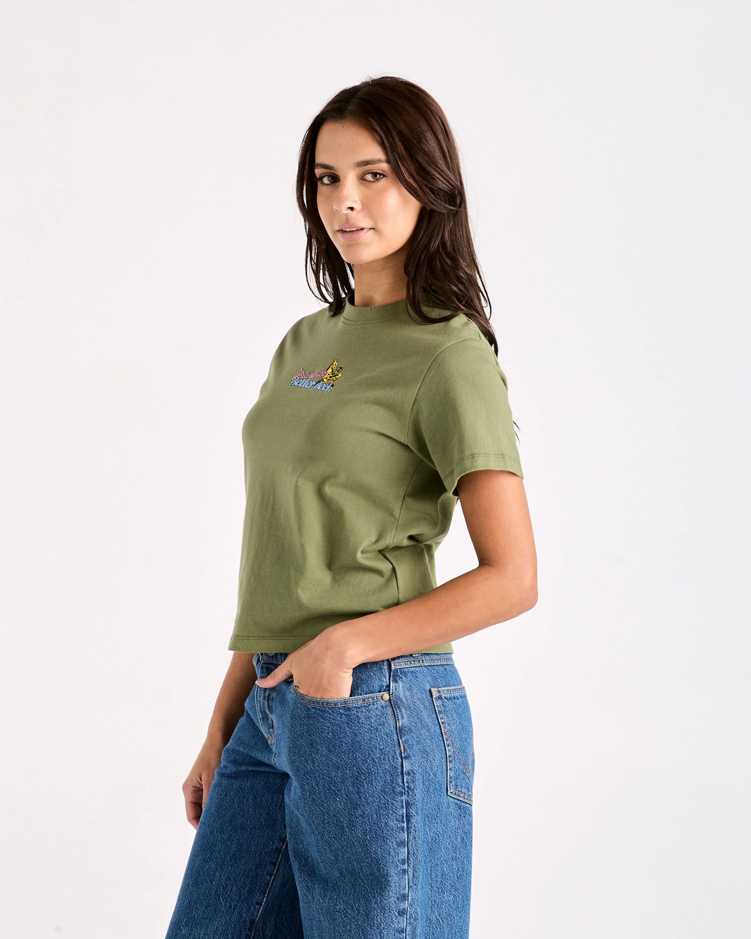 Women's Thirsty Shrunken Tee - Moss - Image 6