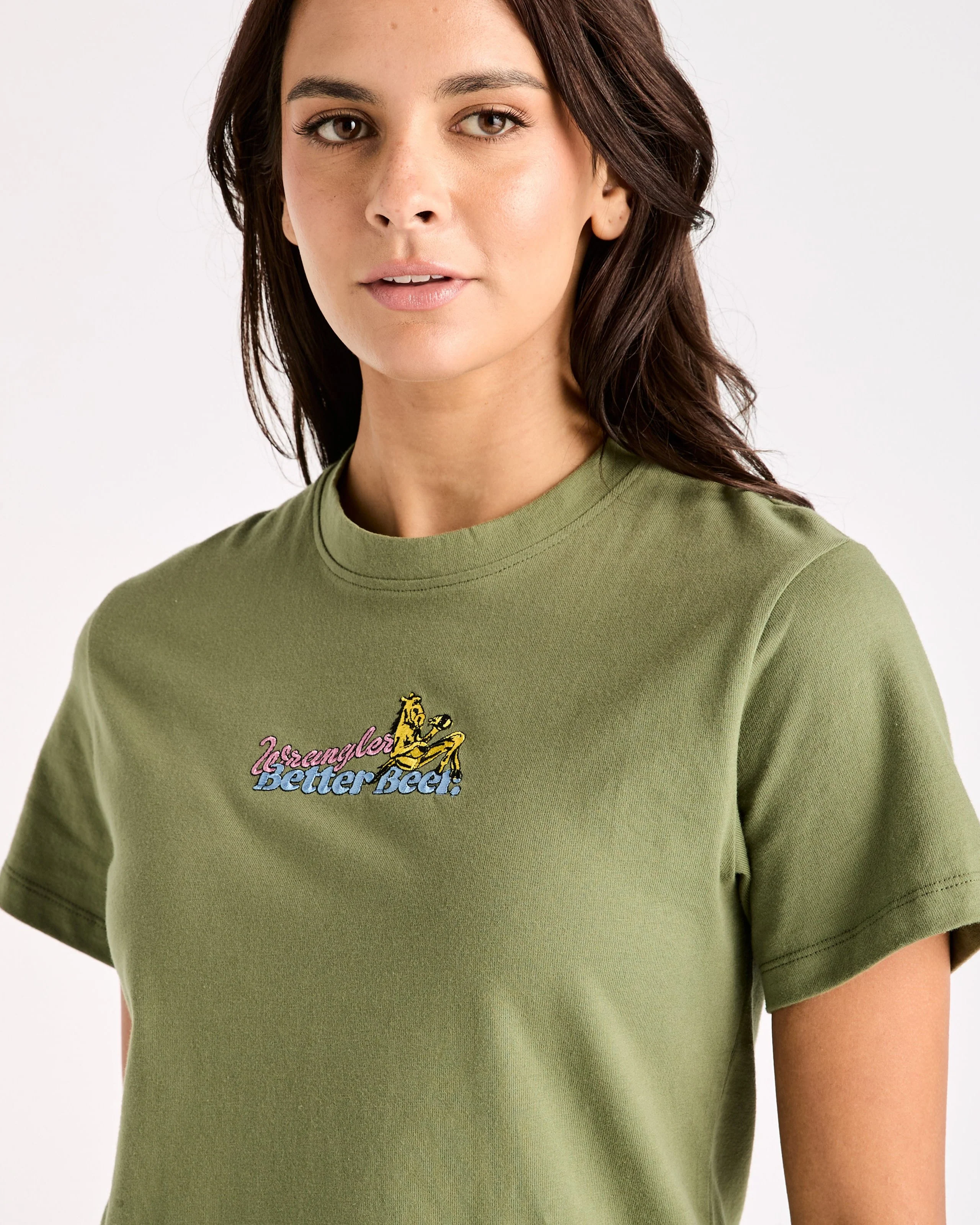 Women's Thirsty Shrunken Tee - Moss - Image 7